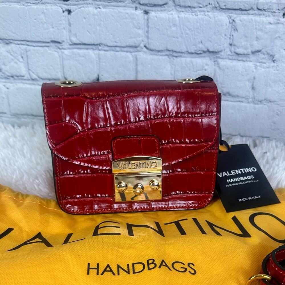 VALENTINO Bijou Croco Crossbody Red NWT